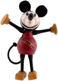 MICKEY MOUSE 1930s WOODEN JOINTED BALANCING FIGURE (RED COLOR VARIETY).
