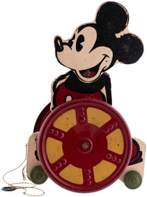 MICKEY MOUSE LARGE 1935 N.N. HILL BRASS CO. PULL TOY.