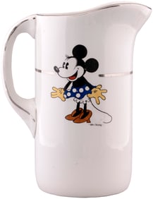 MICKEY & MINNIE MOUSE LARGE & IMPRESSIVE 1930s PITCHER BY FAIENCERIE D’ONNAING CHINA COMPANY O