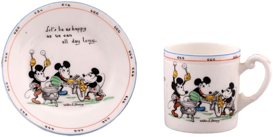 MICKEY MOUSE 1930s THREE MICE RARE PARAGON CHINA PAIR.