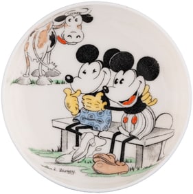 MICKEY & MINNIE MOUSE WITH COW 1930s PARAGON CHINA PAIR.