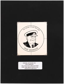 CHIEF BRANDON (DICK TRACY) 1946 KELLOGG'S PEP PIN ORIGINAL ART.