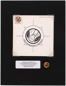 KELLOGG'S PEP CEREAL 1943/1945 48th BOMBARDMENT SQUADRON MILITARY INSIGNIA PIN ORIGINAL ART.