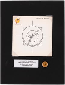 KELLOGG'S PEP CEREAL 1943/1945 306th BOMBARDMENT SQUADRON MILITARY INSIGNIA PIN ORIGINAL ART.