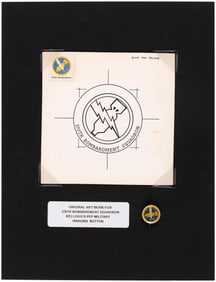 KELLOGG'S PEP CEREAL 1943/1945 370th BOMBARDMENT SQUADRON MILITARY INSIGNIA PIN ORIGINAL ART.