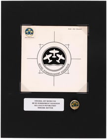 KELLOGG'S PEP CEREAL 1943/1945 402nd BOMBARDMENT SQUADRON MILITARY INSIGNIA PIN ORIGINAL ART.