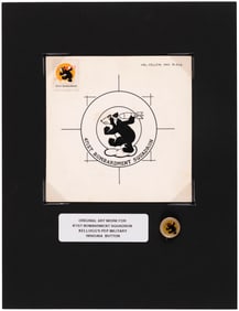 KELLOGG'S PEP CEREAL 1943/1945 471st BOMBARDMENT SQUADRON MILITARY INSIGNIA PIN ORIGINAL ART.