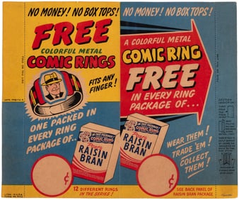 POST "COMIC RINGS" 1948-1949 LOT INCLUDING RARE STORE SIGN.
