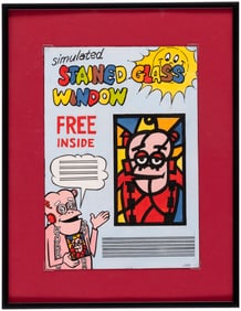 GENERAL MILLS "FRANKEN BERRY - SIMULATED STAINED GLASS WINDOW" 1970s PROTOTYPE PREMIUM OFFER CEREAL