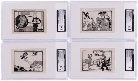 C. 1930 FELIX THE CAT "GLOBETROTTER” SPANISH CANDY COMPANY COMPLETE CARD SET CGC GRADED.