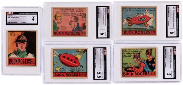 1936 CARTOON ADVENTURES BUCK ROGERS COMPLETE STRIP CARD SUBSET CGC GRADED.