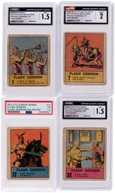 1939 WHITMAN PUBLISHING BIG LITTLE BOOK FLASH GORDON STRIP CARD LOT OF 21 CGC & PSA GRADED.