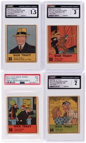 1939 WHITMAN PUBLISHING BIG LITTLE BOOK DICK TRACY STRIP CARD LOT OF EIGHT CGC & PSA GRADED.