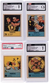 1939 WHITMAN PUBLISHING BIG LITTLE BOOK POPEYE STRIP CARD LOT OF 17 CGC & PSA GRADED.