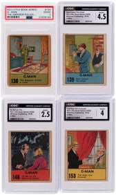 1939 WHITMAN PUBLISHING BIG LITTLE BOOK G-MAN STRIP CARD LOT OF 28 CGC & PSA GRADED.