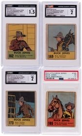 1939 WHITMAN PUBLISHING BIG LITTLE BOOK BUCK JONES STRIP CARD LOT OF 15 CGC & PSA GRADED.