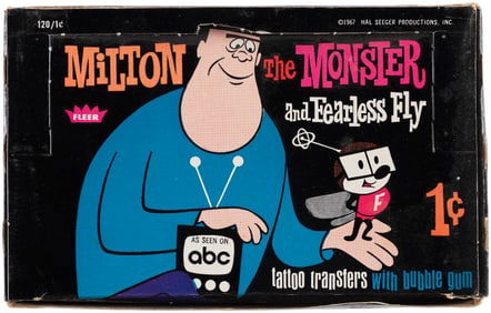 1967 FLEER MILTON THE MONSTER AND FEARLESS FLY TATTOOS RARE FULL BOX.
