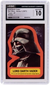 1977 TOPPS STAR WARS SERIES 1 - LORD DARTH VADER STICKER #7 CGC 10 GEM MINT (POP 1).