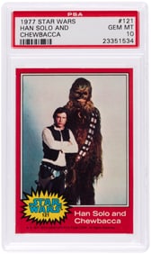 1977 TOPPS STAR WARS SERIES 2 - HAN SOLO AND CHEWBACCA #121 PSA 10 GEM MINT.