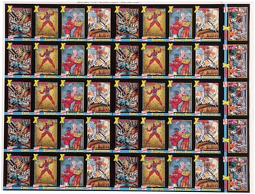 X-FORCE #1 INSERT TRADING CARDS UNCUT SHEET W/10 DEADPOOL ROOKIE CARDS.