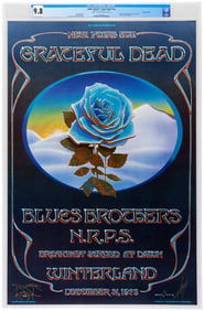 GRATEFUL DEAD 1978 "BLUE ROSE" AOR-4.38-OP-1 MOUSE & KELLEY SIGNED WINTERLAND CONCERT POSTER CGC 9.8