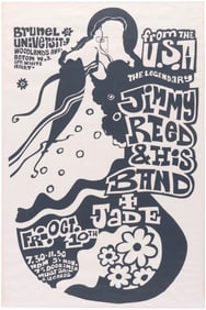 JIMMY REED & JADE 1969 BRUNEL UNIVERSITY LONDON, ENGLAND CONCERT POSTER.