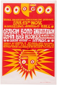 JOHN LEE HOOKER, GRAHAM BOND 1969 BRUNEL UNIVERSITY LONDON, ENGLAND CONCERT POSTER.