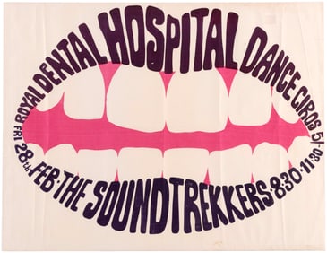 SOUNDTREKKERS ROYAL DENTAL HOSPITAL DANCE 1969 LONDON, ENGLAND CONCERT POSTER.