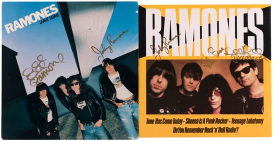 THE RAMONES SIGNED RECORD PAIR.