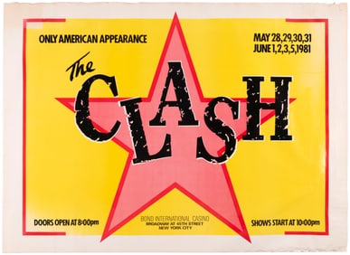 THE CLASH 1981 BONDS INTERNATIONAL CASINO NEW YORK CITY PUNK CONCERT POSTER.