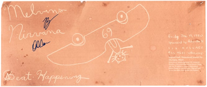 MELVINS, NIRVANA & BEAT HAPPENING 1990 OLYMPIA,WA CONCERT POSTER.