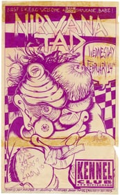 NIRVANA & TAD RARE 1990 SAN FRANCISCO, CA VALENTINE'S DAY CONCERT POSTER.