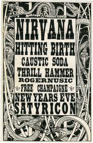 NIRVANA 1990 SATYRICON NEW YEARS EVE PORTLAND, OR CONCERT POSTER.