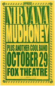 NIRVANA & MUDHONEY HALLOWEEN 1991 PORTLAND, OR CONCERT POSTER.