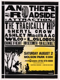 TRAGICALLY HIP, WILCO, SHERYL CROW 1997 ANOTHER ROADSIDE ATTRACTION CANADIAN CONCERT POSTER.