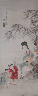 Tang Yifen figure painting vertical axis: Width: 39 cm, height: 90 cm