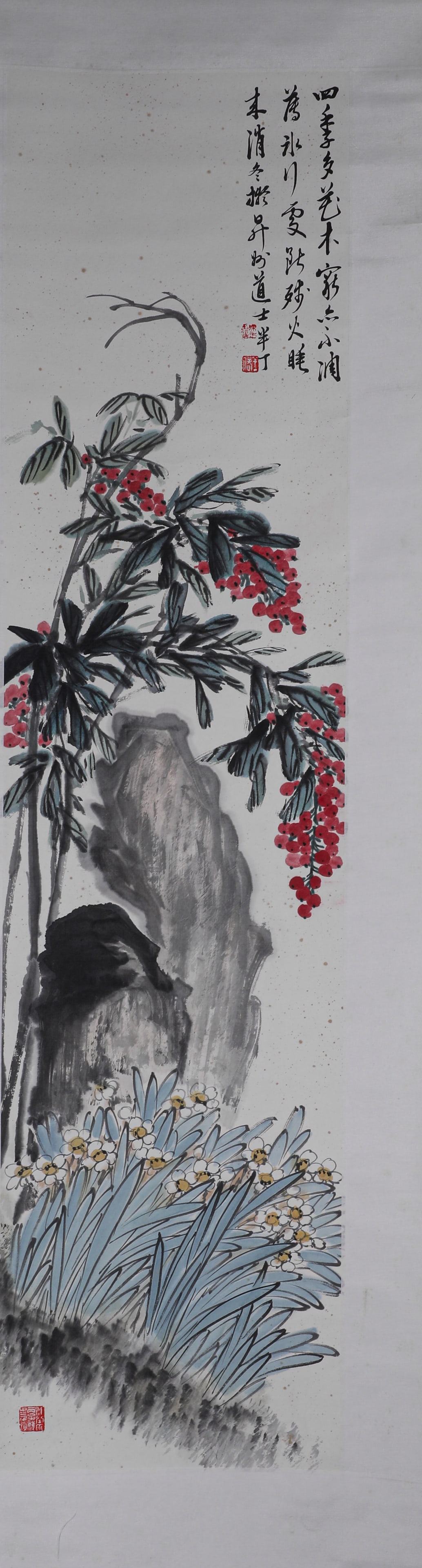 Chen Banding flowers painting vertical axis: Width: 33 cm, height: 135 cm