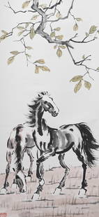 Xu Beihong's horse works: High:92cm,Wide:46cm Xu Beihong (July 19, 1895 - September 26, 1953), formerly known as Xu Shoukang, Han nationality, from Qiting Town, Yixing, Jiangsu Province, is a modern Chinese painter and art edu