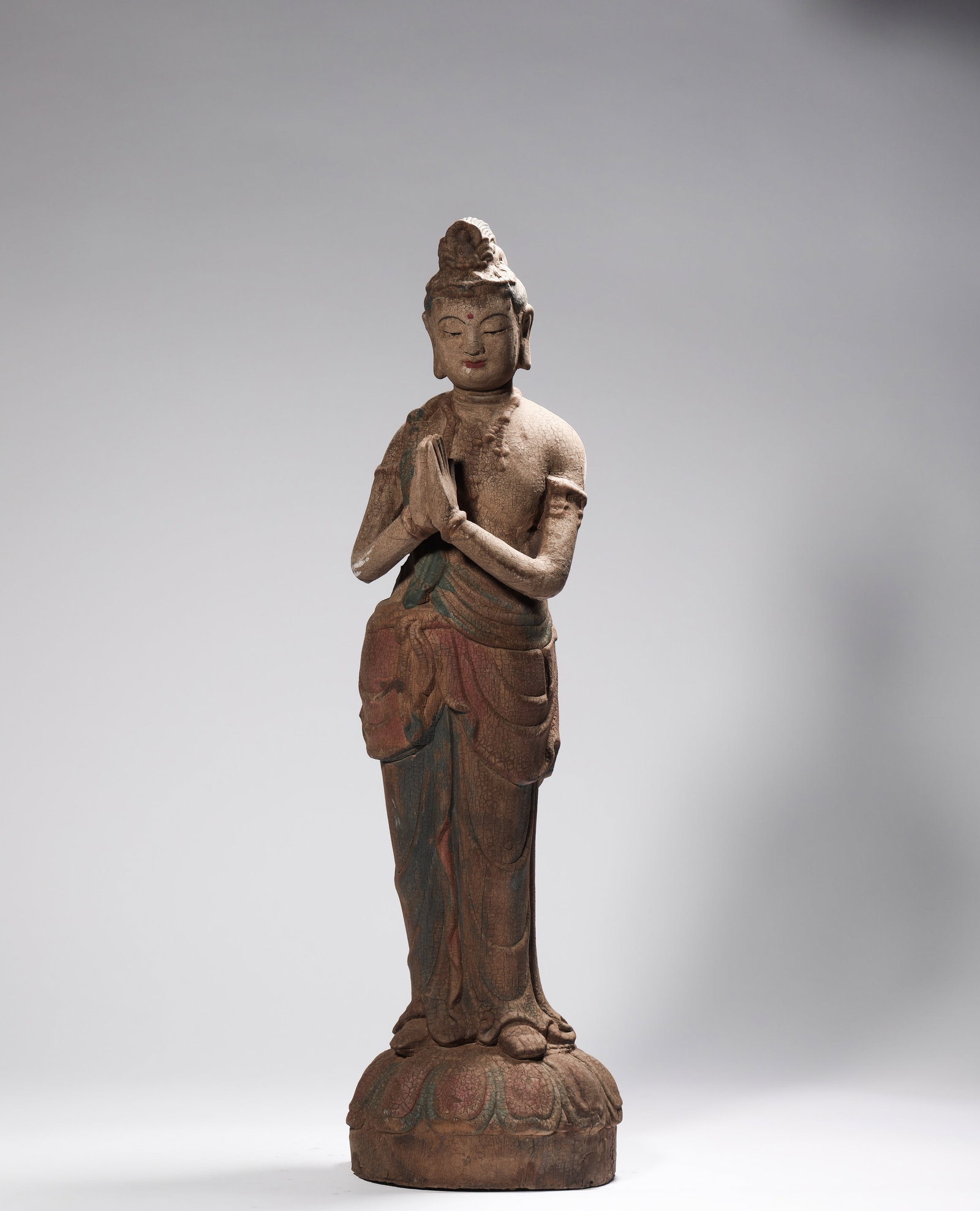 Wood Buddha, Ming Dynasty, China: High:58cm,Wide:12.5cm
