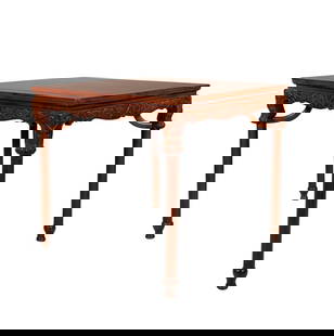 In the Qing Dynasty, Huanghuali Dragon Grain Overlord Xi Square Table: In the Qing Dynasty, Huanghuali Dragon Grain Overlord Xi Square TableH:84cm,W:92cm