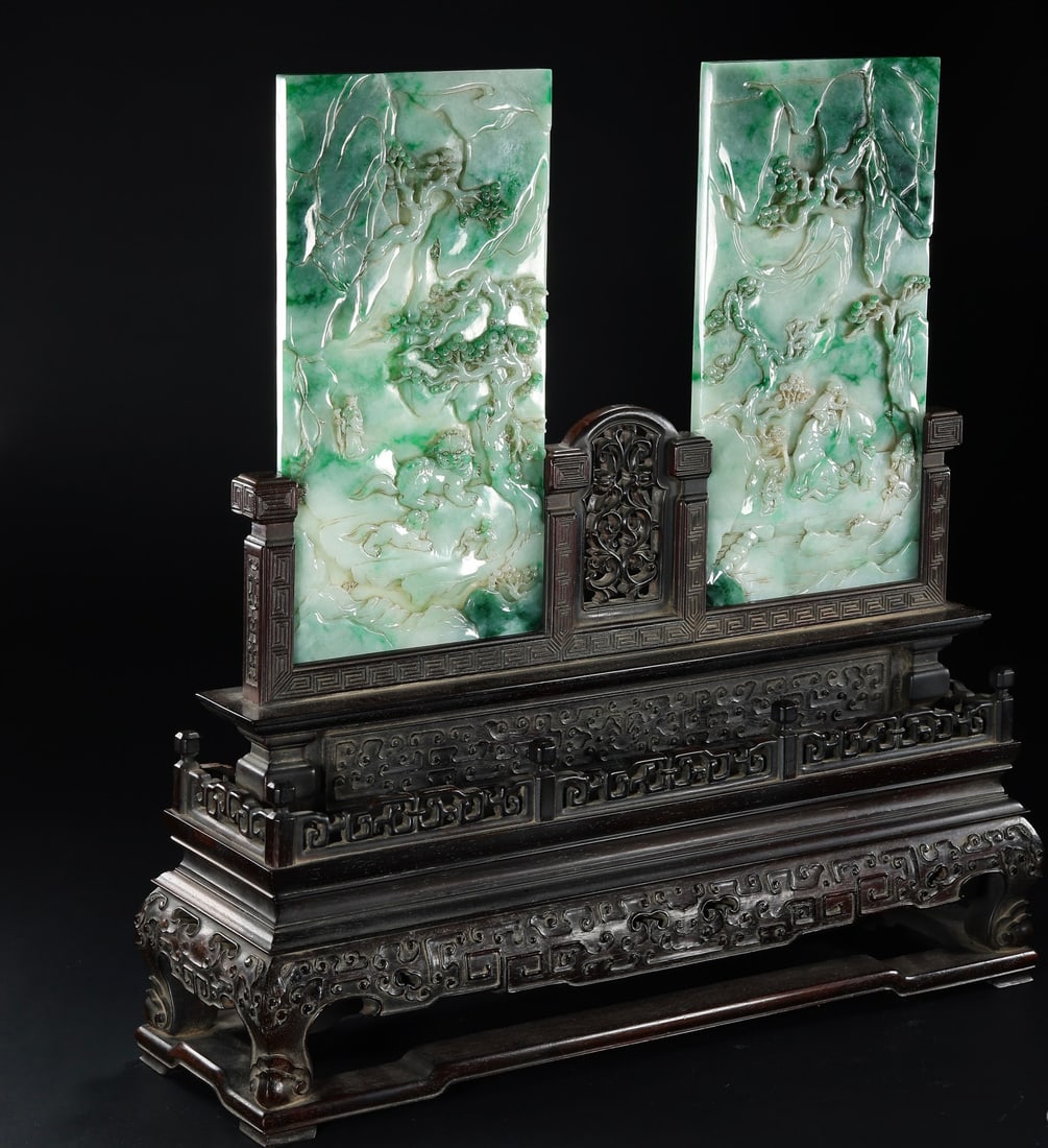 Qing Dynasty Jade Landscape Poem Screen (1 of 13)