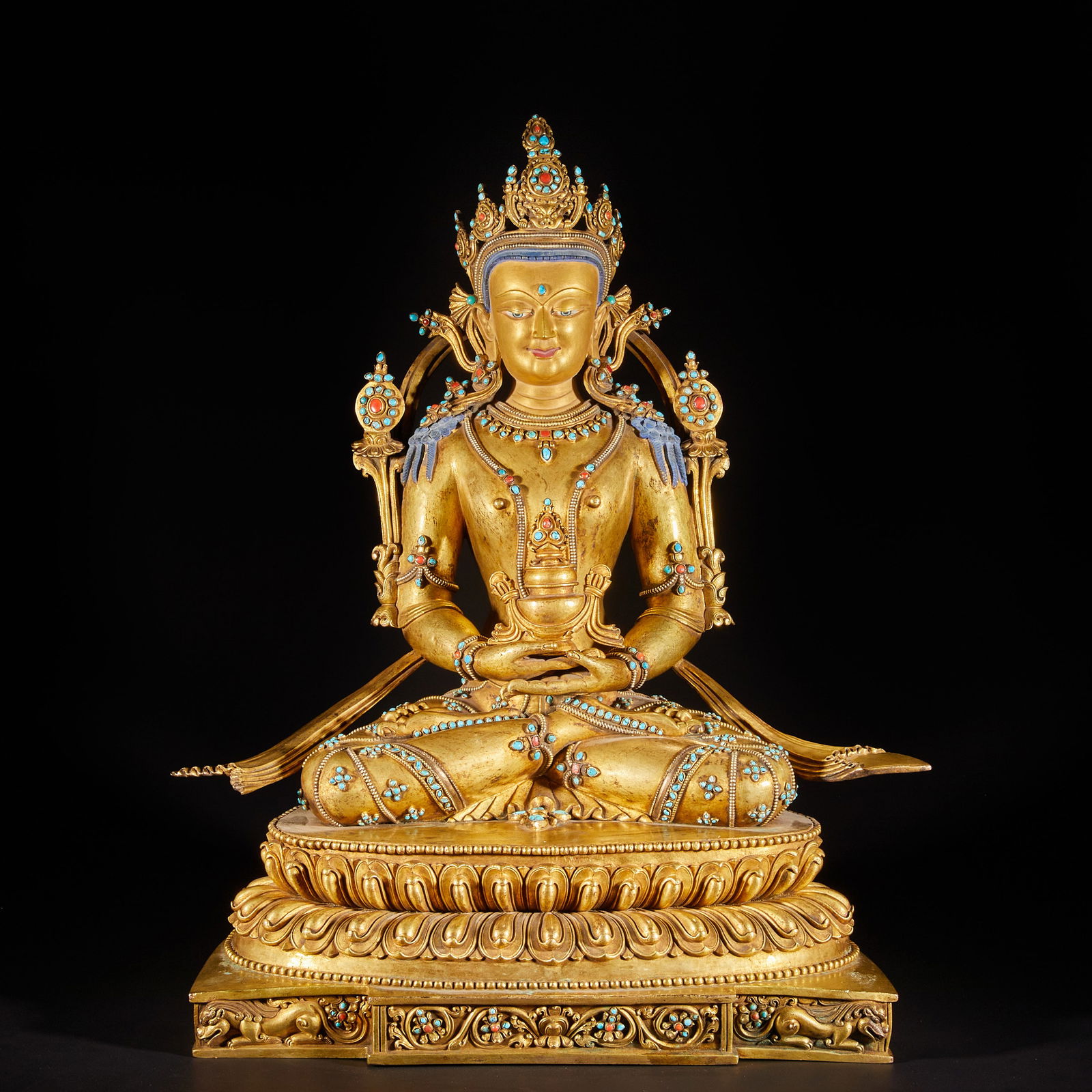 Gilt Bronze Amitayus Buddha from the Qing Dynasty (1 of 16)