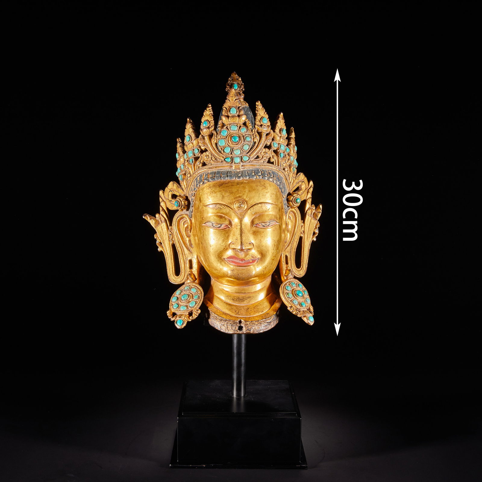 Gilded Bronze Buddha Head from the Qing Dynasty (1 of 7)