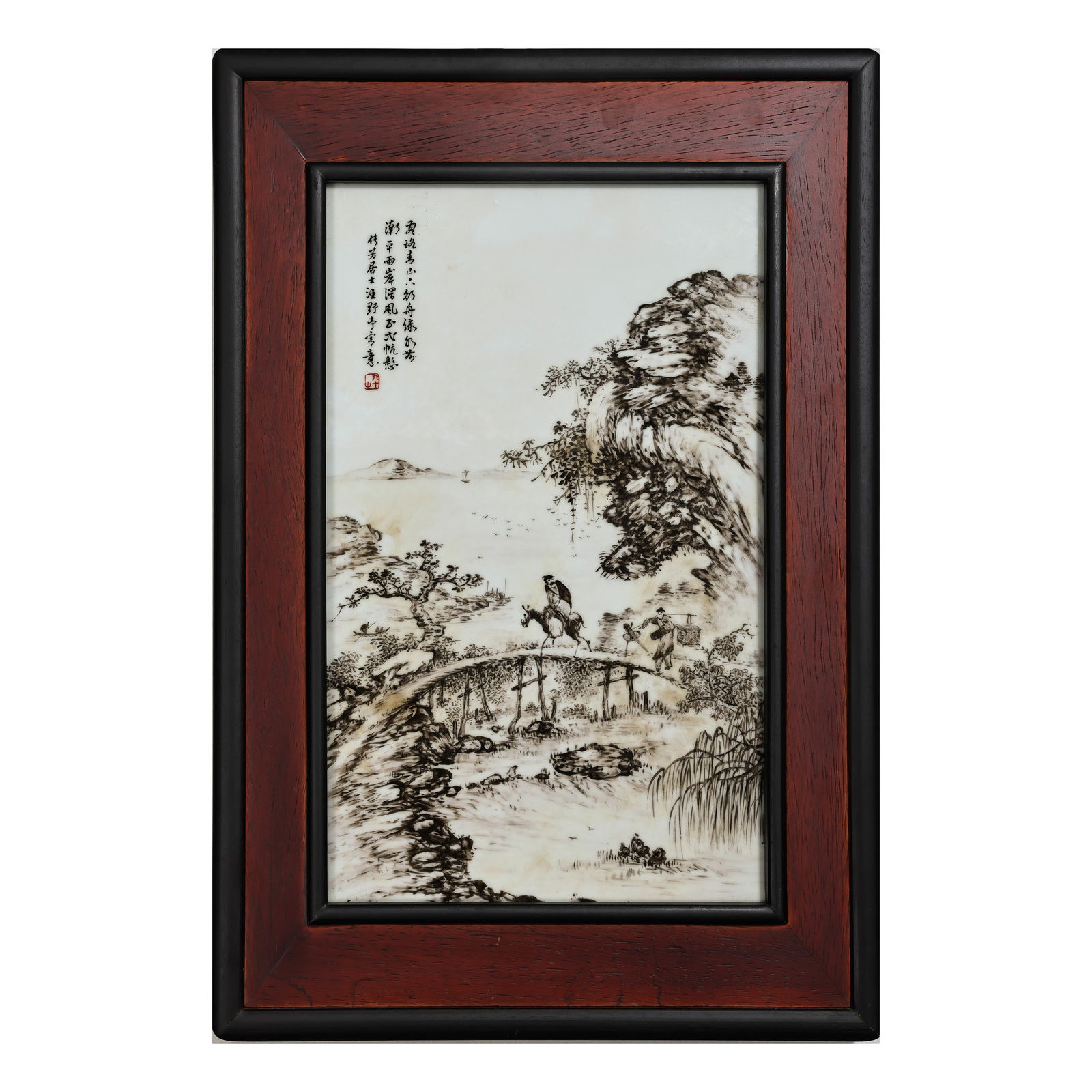 Qing Dynasty ink and color landscape porcelain plaques (1 of 6)