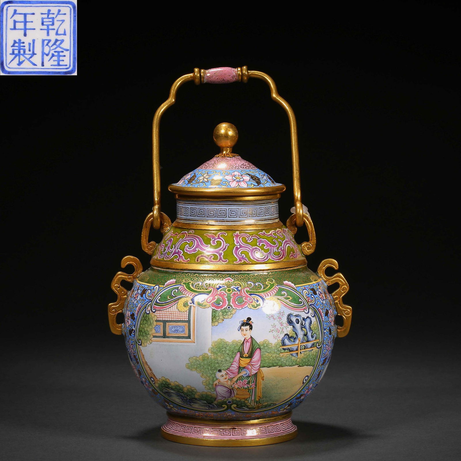 Qing Dynasty Painted Enamel Figure Teapot (1 of 11)