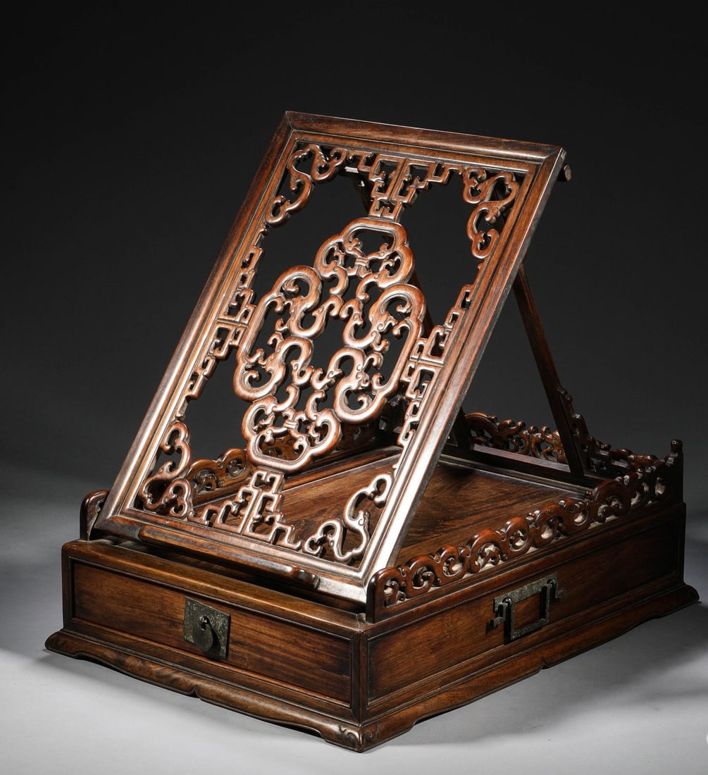 Qing Dynasty Huanghuali Flower Bookshelf (1 of 7)