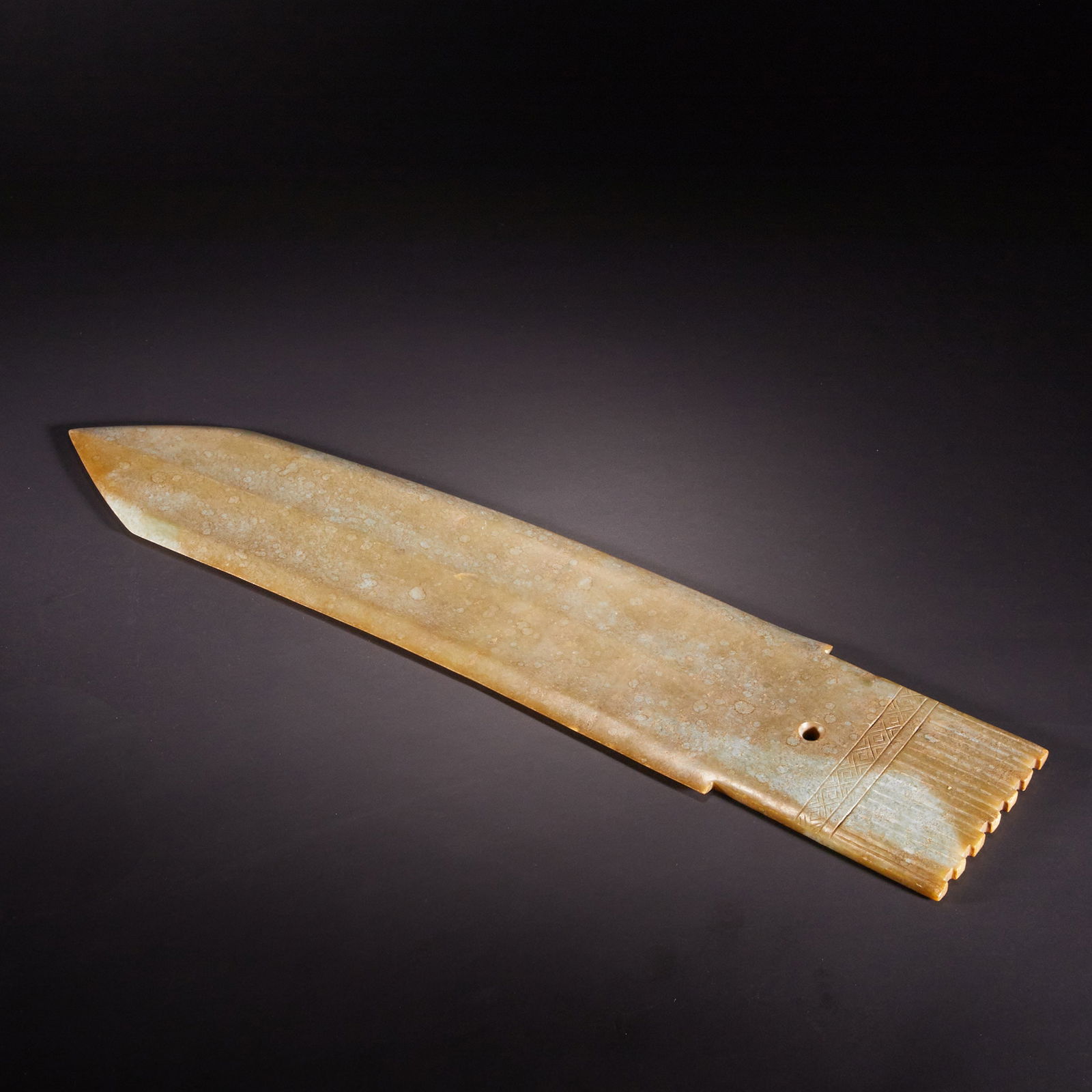 Pre-Ming Dynasty Hetian jade sword: 154Pre-Ming Dynasty Hetian jade sword
