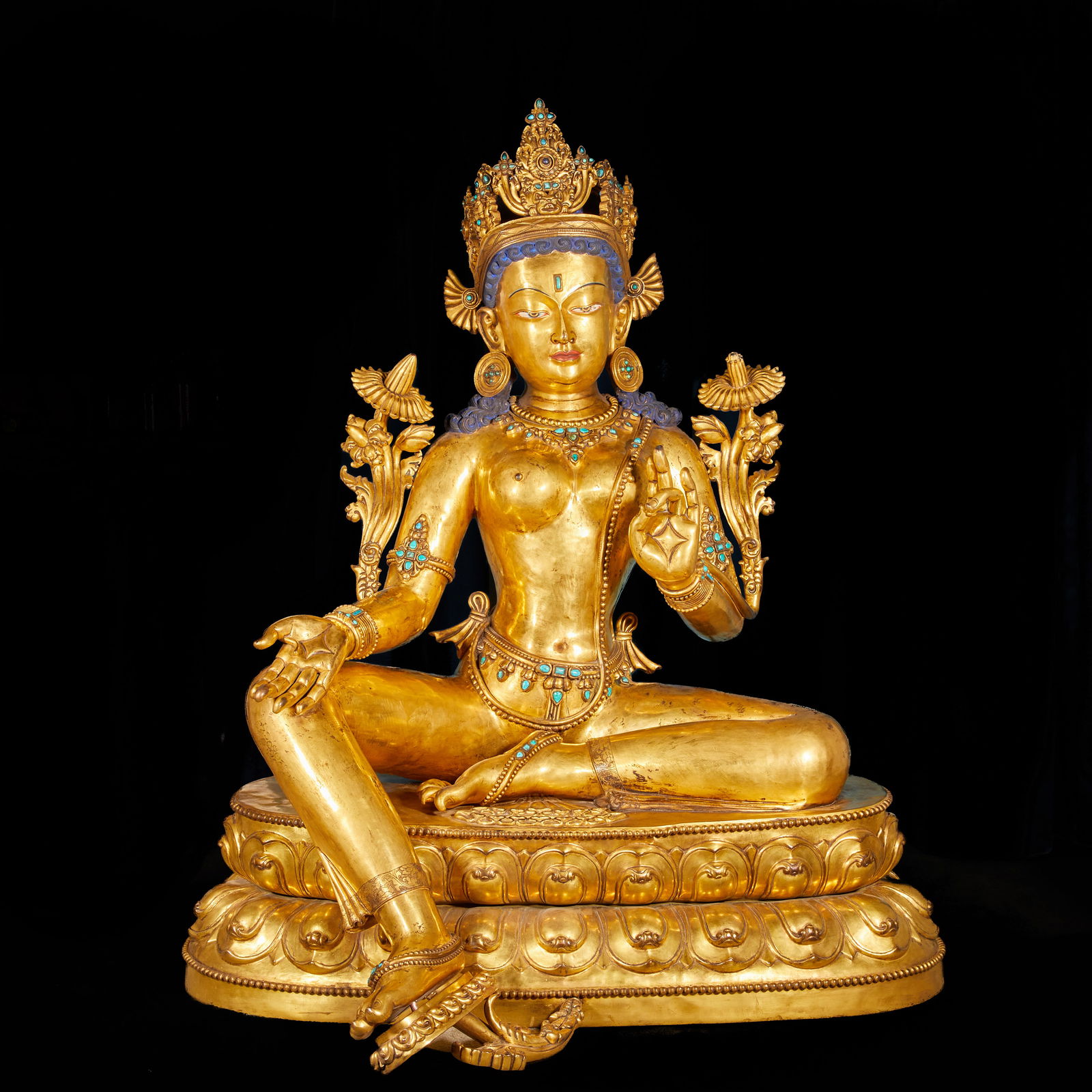 Ming Dynasty Gilt Bronze Green Tara: 157Ming Dynasty Gilt Bronze Green Tara