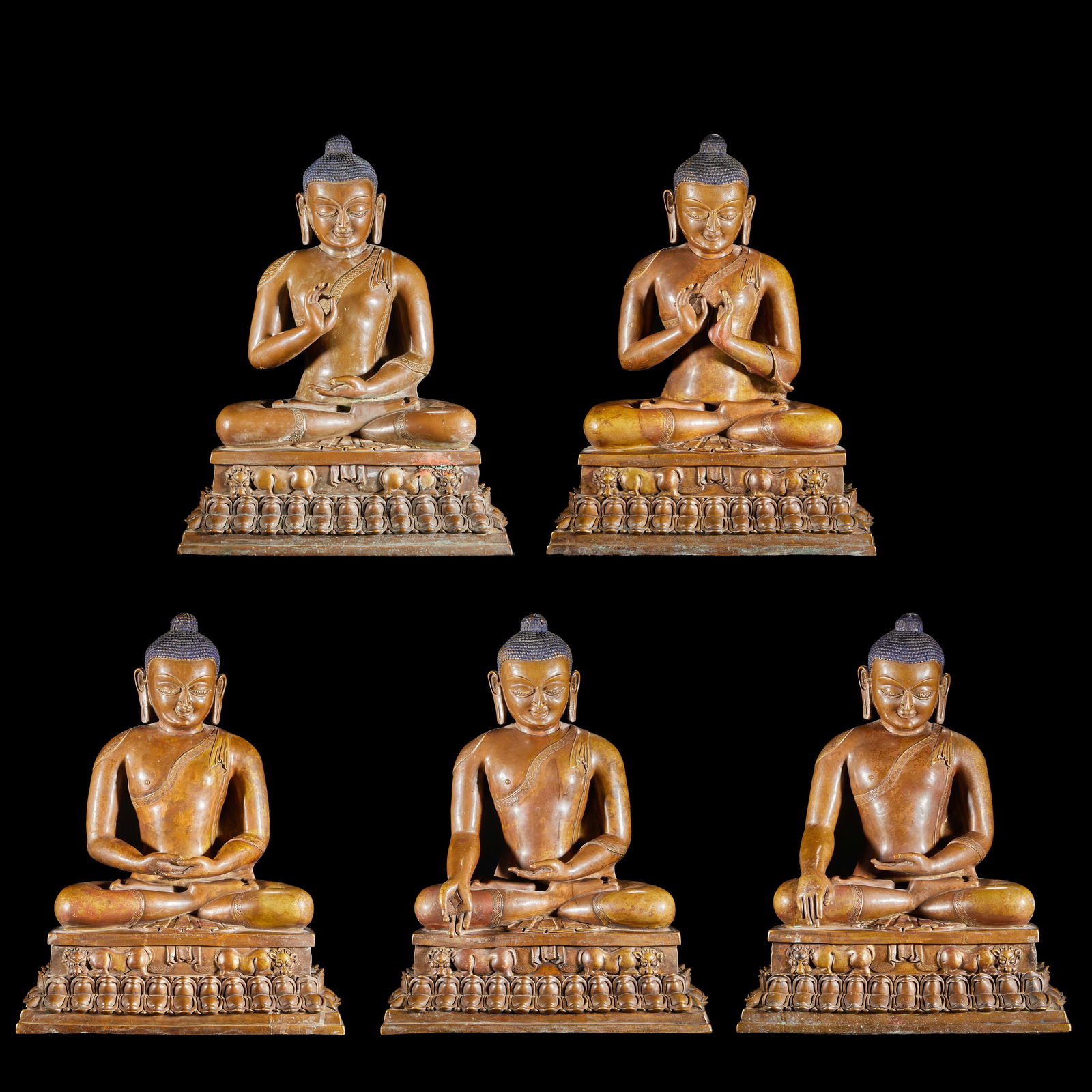 Five Buddhas in Bronze from the Qing Dynasty (1 of 20)
