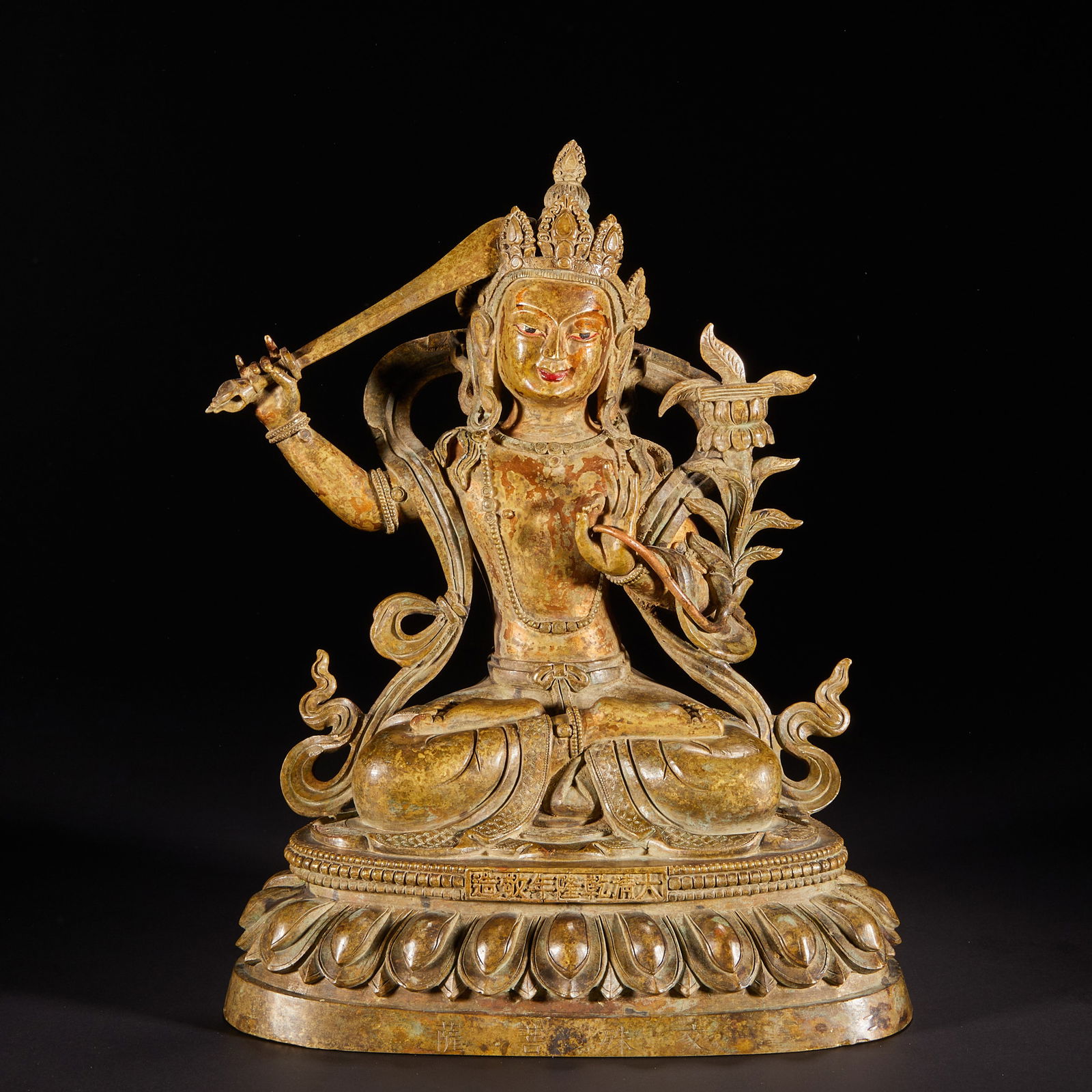 Bronze Manjushri Bodhisattva statue from the Qing Dynasty (1 of 10)